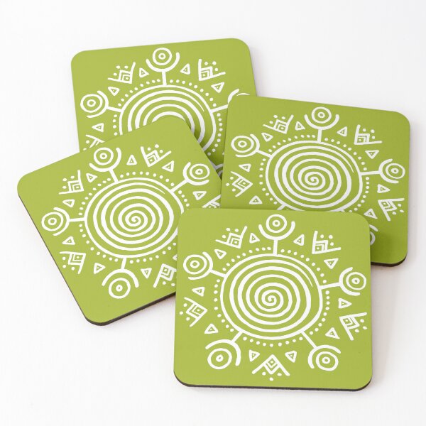 Item preview, Tribal Spiral Sun Symbol - White and Forest Spirit Green designed and sold by FUNKARIUM.
