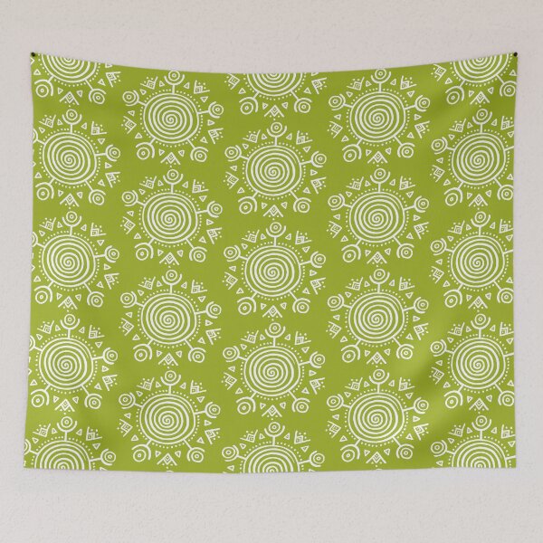 Item preview, Tribal Spiral Sun Symbol - White and Forest Spirit Green designed and sold by FUNKARIUM.