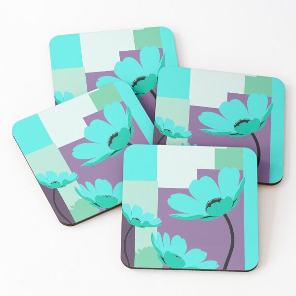 Item preview, Abstract Turquoise Flowers in Modern Geometric Space designed and sold by joycrysstudio.