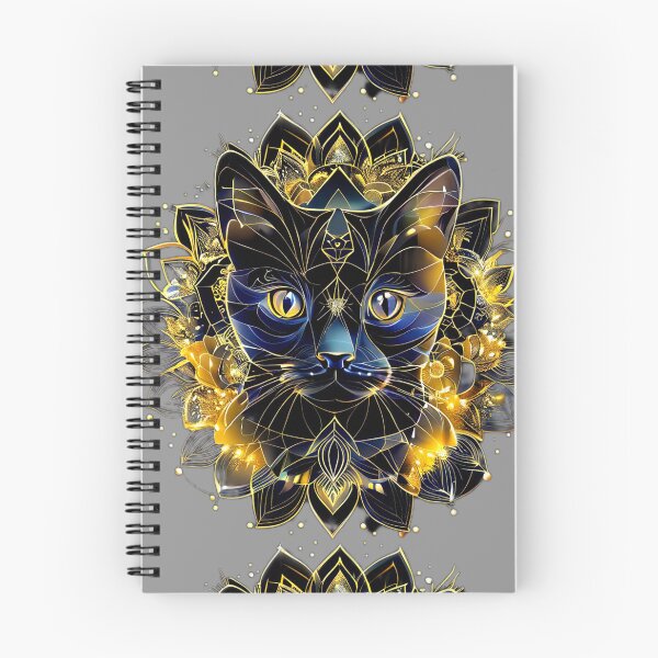 Item preview, Golden Geometric Cat Emerging from Lotus Light – Retro Futuristic Line Art designed and sold by Naturalite19.