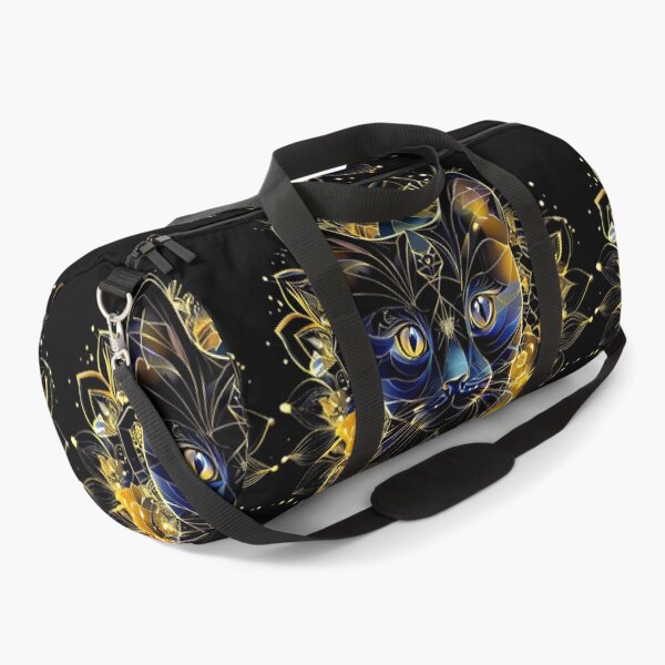 Item preview, Golden Geometric Cat Emerging from Lotus Light – Retro Futuristic Line Art designed and sold by Naturalite19.