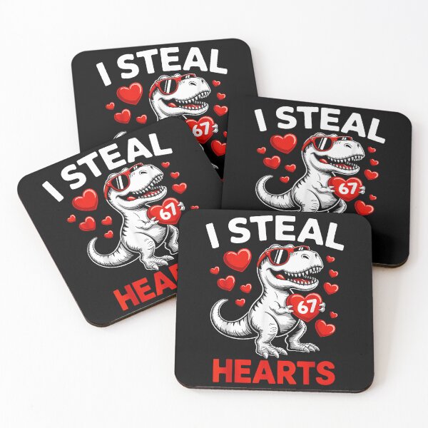 Item preview, I Steal 67 Hearts Valentine’s Day 67 Meme 6 7 T-Rex Boys designed and sold by MerchDeviant.
