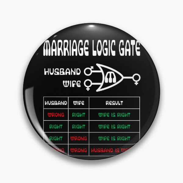 Item preview, Funny Nerdy Marriage Logic Gate Husband Wife and Wife is Always Right White Text designed and sold by MathWare MathClips.