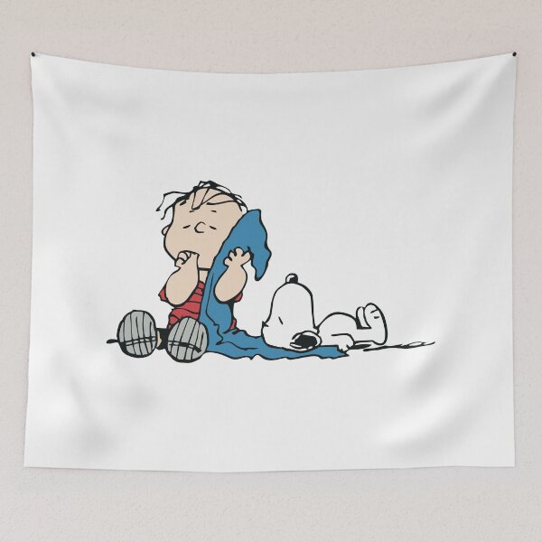 Item preview, linus and snoopy sleep on blanket designed and sold by jaqebistyrli.