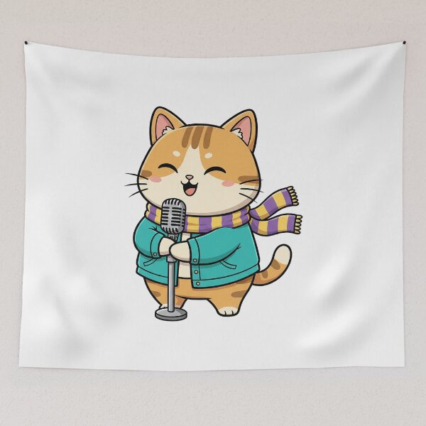 Item preview, Funny Singing Cat Illustration designed and sold by HoopeStylee.