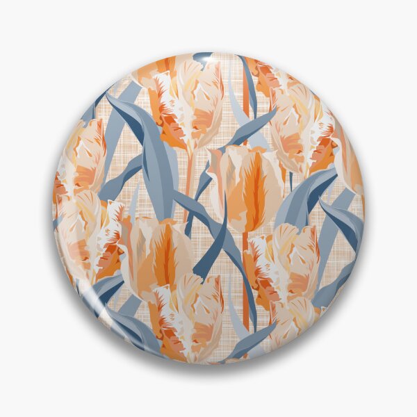 Item preview, Parrot tulips pastel orange and gray-blue on linen texture designed and sold by kobyakov.