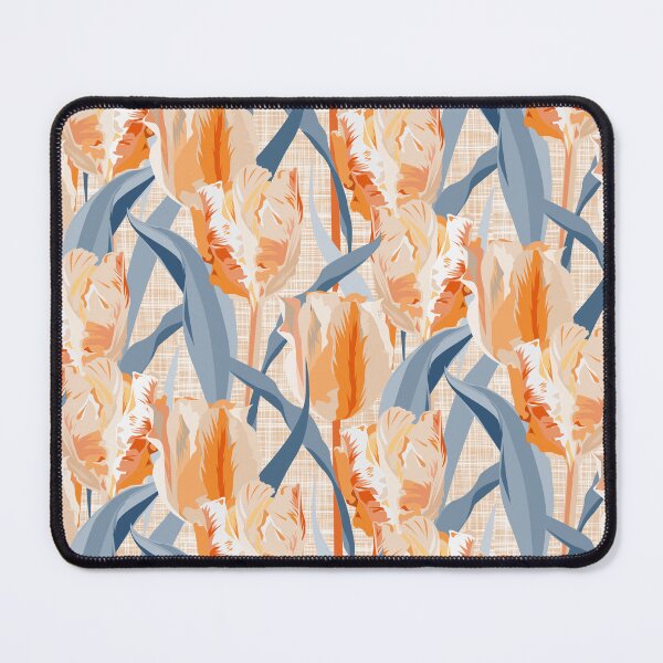 Item preview, Parrot tulips pastel orange and gray-blue on linen texture designed and sold by kobyakov.