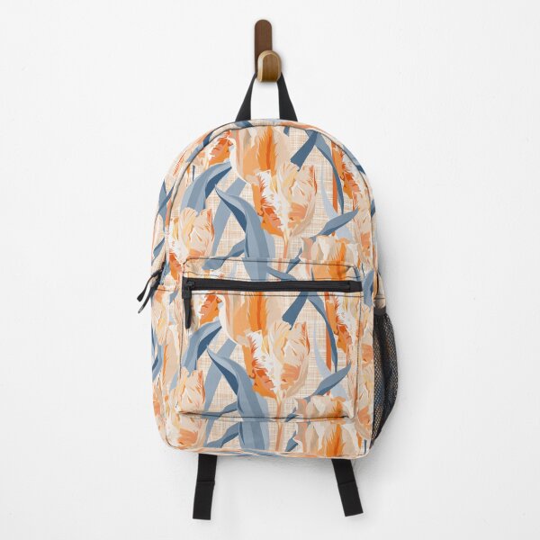 Item preview, Parrot tulips pastel orange and gray-blue on linen texture designed and sold by kobyakov.