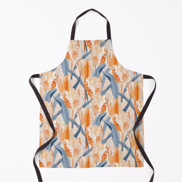 Item preview, Parrot tulips pastel orange and gray-blue on linen texture designed and sold by kobyakov.