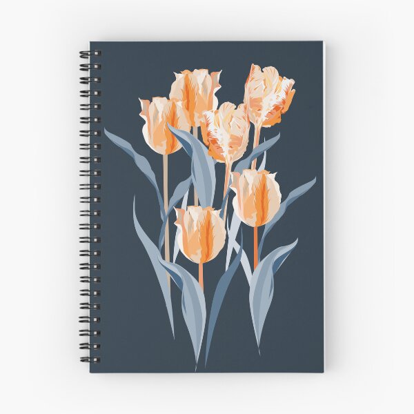 Item preview, Parrot tulips pastel orange and gray-blue on linen texture designed and sold by kobyakov.