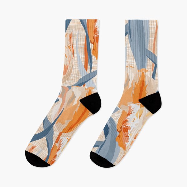Item preview, Parrot tulips pastel orange and gray-blue on linen texture designed and sold by kobyakov.