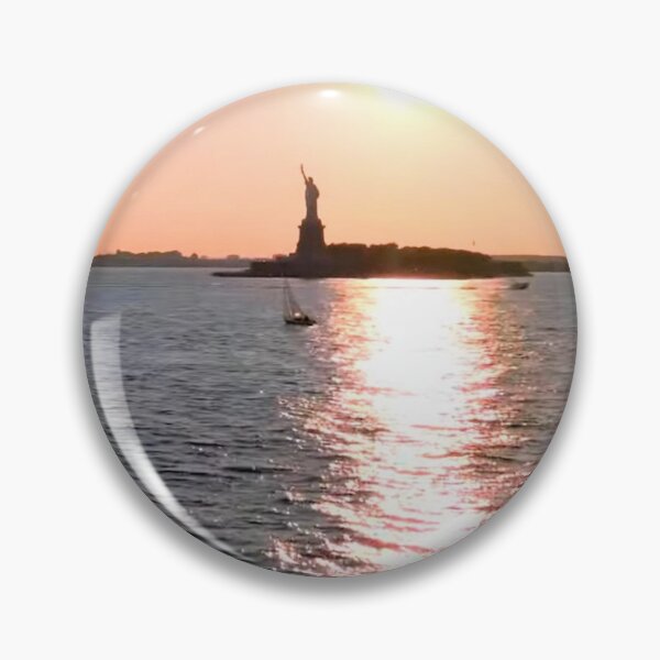 Item preview, Sun setting over our Lady Liberty designed and sold by NYConlineStore.