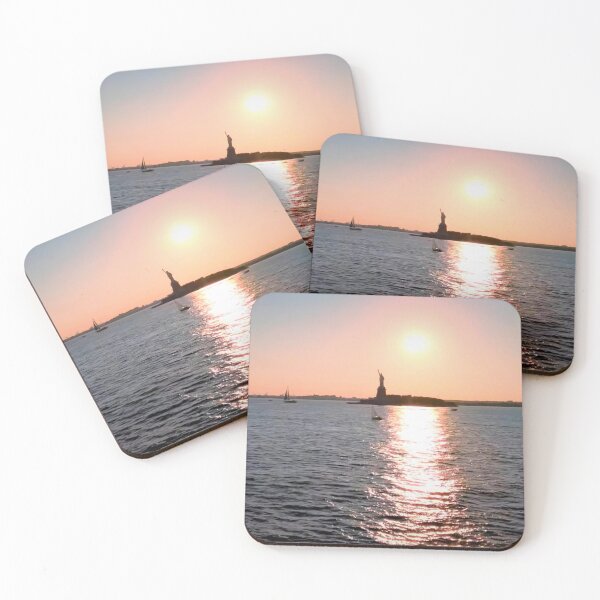 Item preview, Sun setting over our Lady Liberty designed and sold by NYConlineStore.