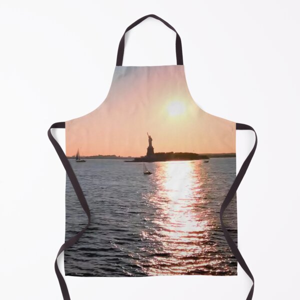 Item preview, Sun setting over our Lady Liberty designed and sold by NYConlineStore.