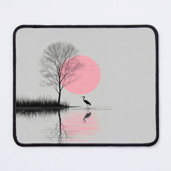 Item preview, Serene Minimalist Sunset with Heron & Bare Tree Reflection – Calm Nature Art designed and sold by Williams Anderson.