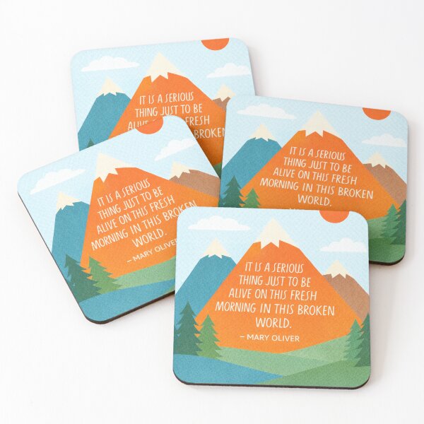 Item preview, Mary Oliver Quote Retro Mountain Art - This Broken World designed and sold by ThisBriefMoment.