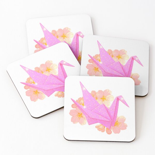 Item preview, Pink Sparkle Paper Crane with Cherry Blossoms designed and sold by Moth and Moonstone Shop.