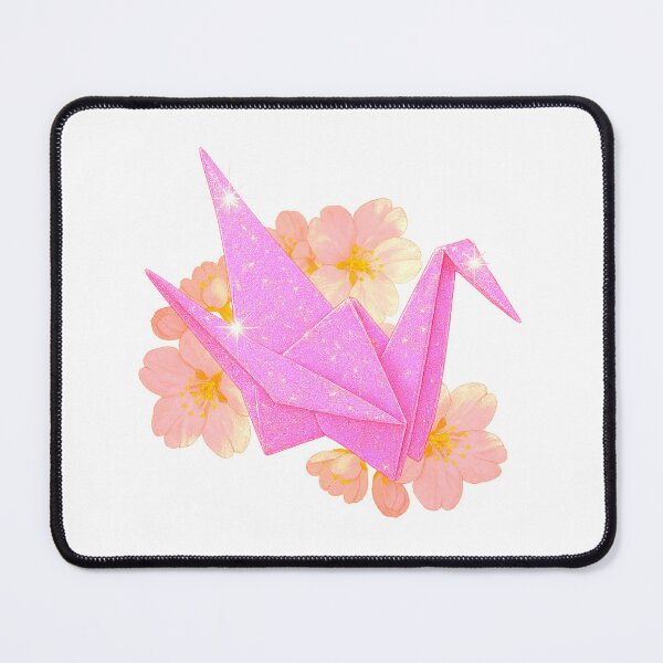 Item preview, Pink Sparkle Paper Crane with Cherry Blossoms designed and sold by Moth and Moonstone Shop.