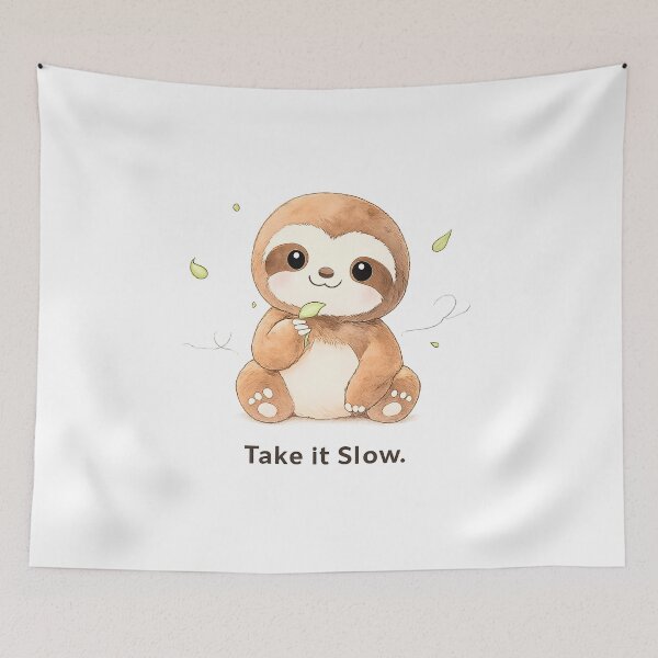Item preview, Take It Slow Cute Sloth Illustration with Relaxing Quote designed and sold by DadGenX.