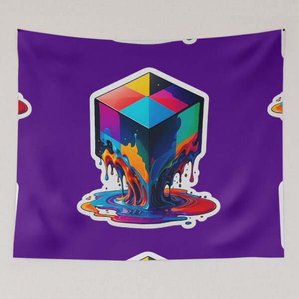 Item preview, Melting Rainbow Cube Art – Vibrant Abstract Geometric Drip Design with Colorful Liquid Swirl, Trippy Psychedelic Modern Pop Surrealism designed and sold by AnTartstudios.