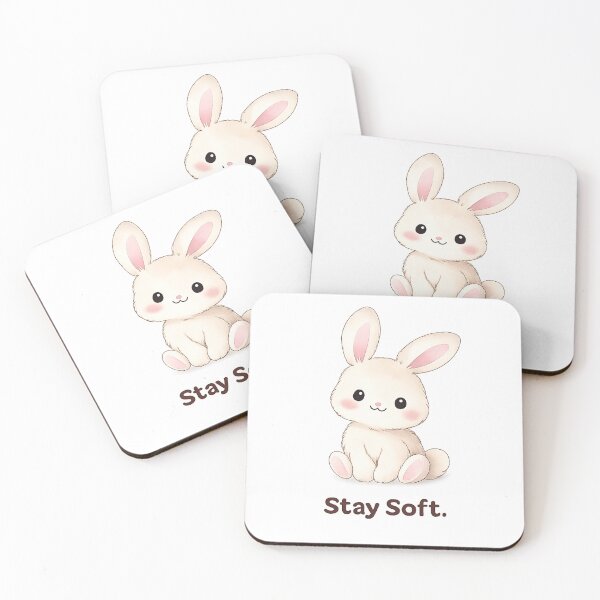 Item preview, Stay Soft Cute Bunny Illustration with Gentle Quote designed and sold by DadGenX.