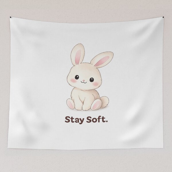 Item preview, Stay Soft Cute Bunny Illustration with Gentle Quote designed and sold by DadGenX.