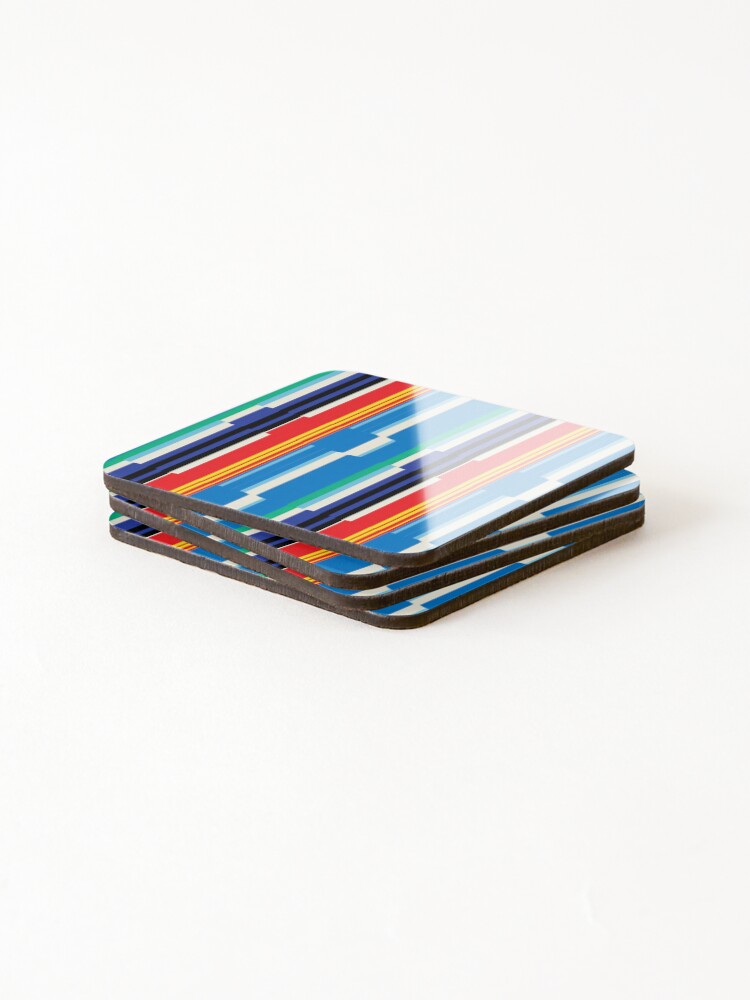 Thumbnail 4 of 5, Coasters (Set of 4), Colorblock Glitch Racing Stripes Pattern designed and sold by bubblegoth.