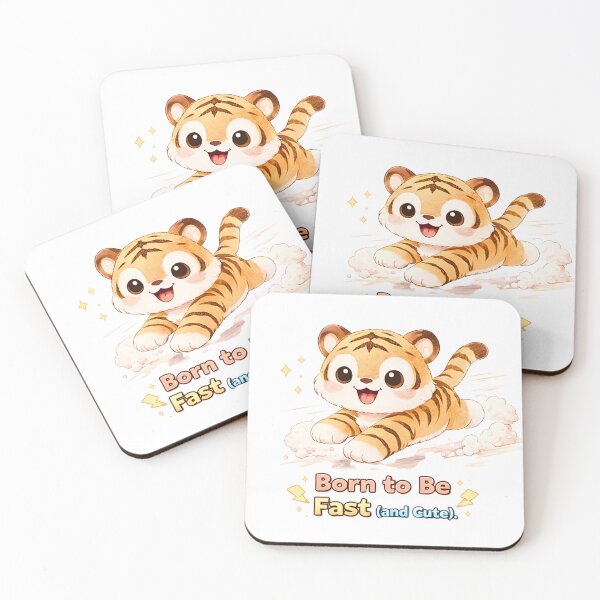 Item preview, Born to Be Fast and Cute Tiger Illustration with Fun Quote designed and sold by DadGenX.