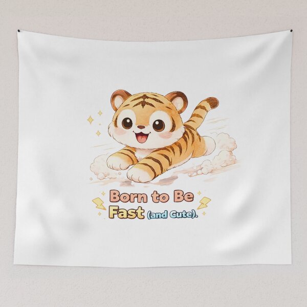 Item preview, Born to Be Fast and Cute Tiger Illustration with Fun Quote designed and sold by DadGenX.