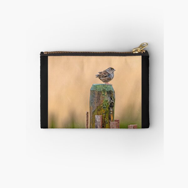 Item preview, Gold Crowned Kinglet on fence post in the rain designed and sold by lisavonbiela.