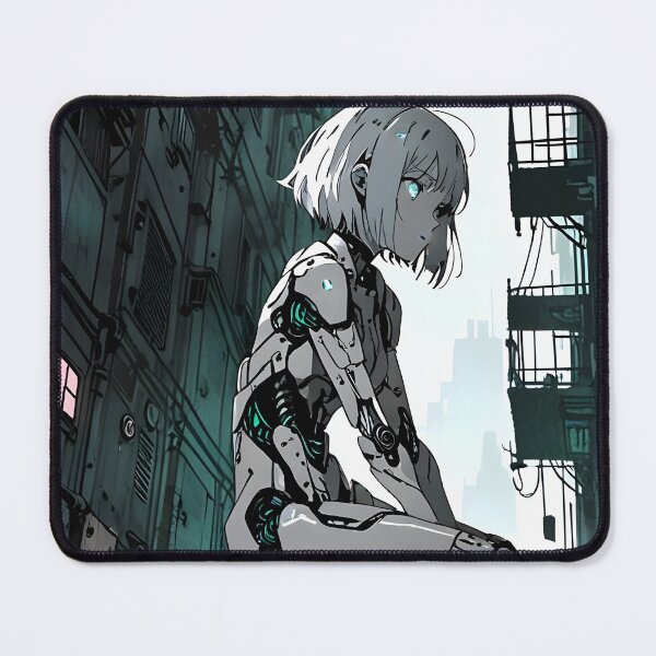 Item preview, ECHO: Monochrome Pensive Alley Ledge Perch | Cute Cyberpunk Anime Girl designed and sold by Sytrics.