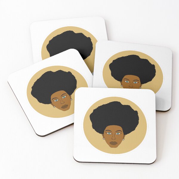 Item preview, Majestic Big Afro Portrait - Black Woman with Green Eyes Illustration. Circle Edition. designed and sold by Eric Sintès.