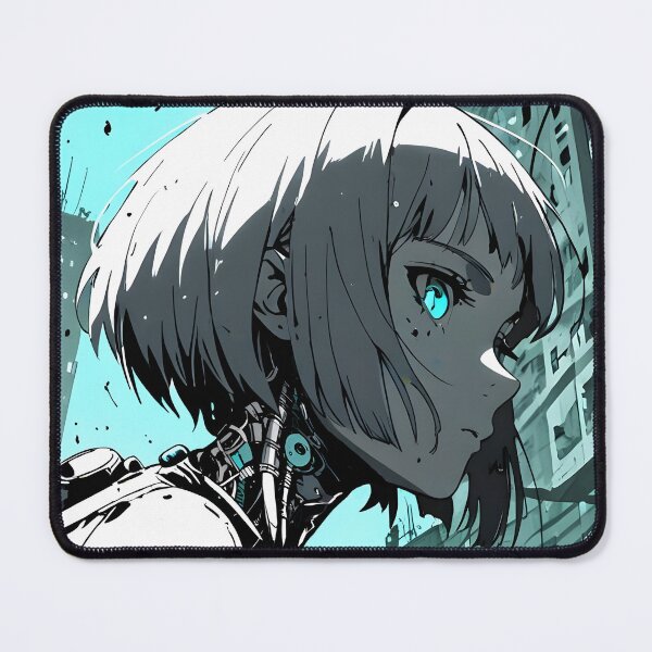 Item preview, ECHO: Monochrome Teal City Skyline Profile | Cute Cyberpunk Anime Girl designed and sold by Sytrics.