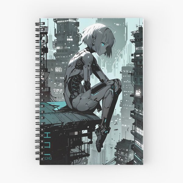 Item preview, ECHO: Monochrome Rooftop City View | Cute Cyberpunk Anime Girl designed and sold by Sytrics.