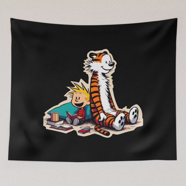 Item preview, Calvin and Hobbs chilling and reading Sticker designed and sold by Carley Peter.