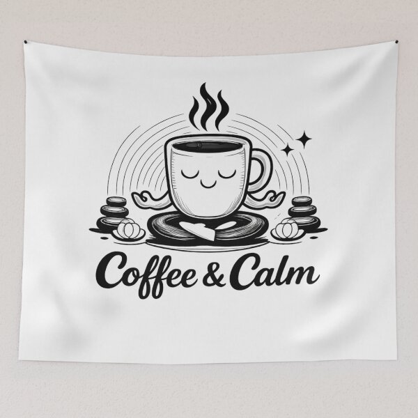 Item preview, Coffee and Calm, coffee cup doing yoga designed and sold by LuloCreative.