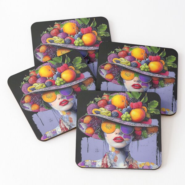 Item preview, Whimsical Pop Art Female Wearing Purple Fruit Hat designed and sold by DEC02.