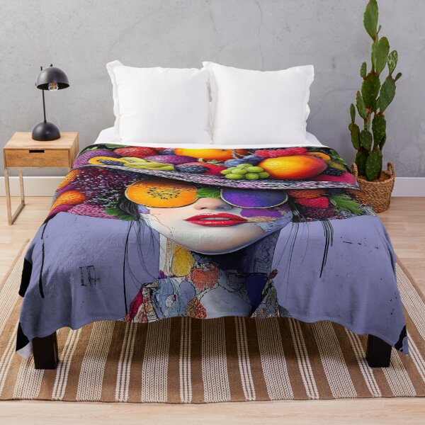 Item preview, Whimsical Pop Art Female Wearing Purple Fruit Hat designed and sold by DEC02.