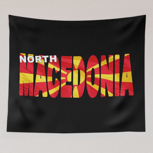Item preview, NORTH MACEDONIA - Flag Flying in Wind cut to Letters Souvenir Sticker Shirt designed and sold by Adam Gormley.