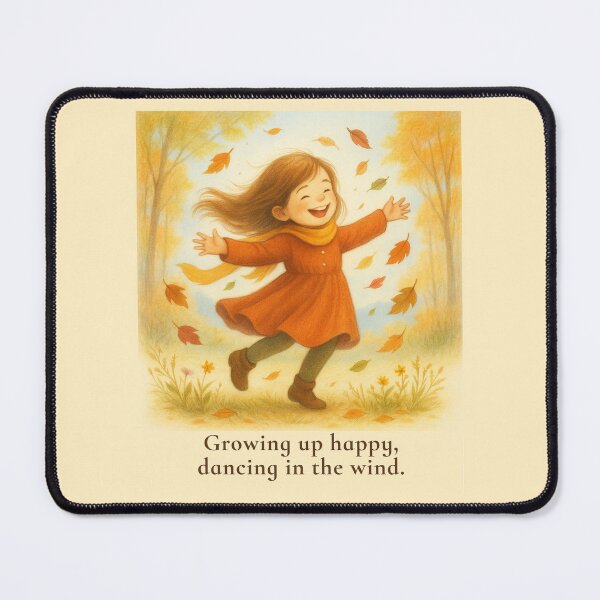 Item preview, Growing up Happy, Dancing in the Wind – Autumn Kids Illustration designed and sold by FunscapeHQ.