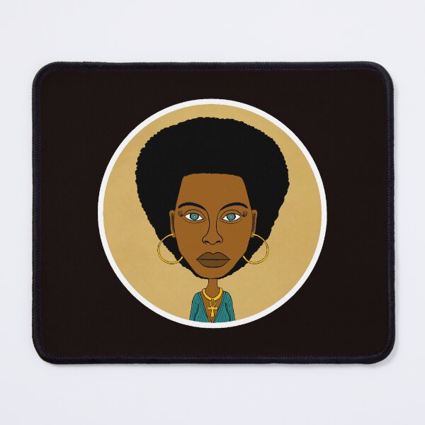 Item preview, Afro Queen with Golden Hoops, Green Eyes & Ankh Symbol. Illustration. Circle Edition. designed and sold by Eric Sintès.