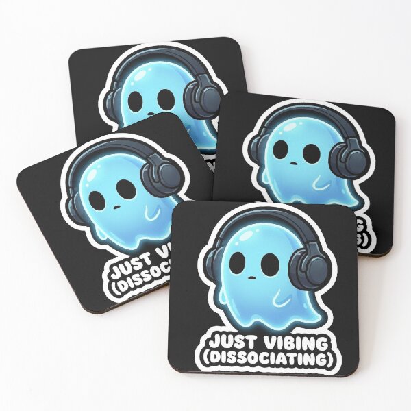 Item preview, Just Vibing Dissociating - Cute Ghost with Headphones Sticker designed and sold by Sassy Cult.