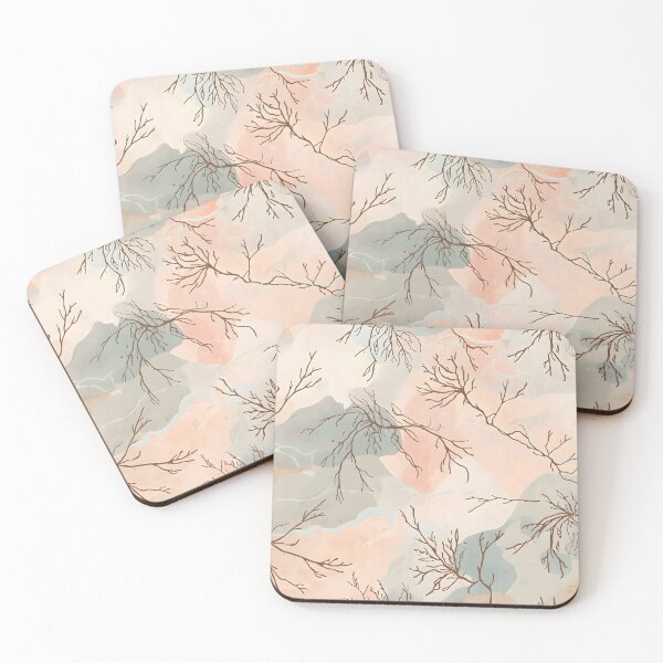 Item preview, Organic Abstract Botanical Pattern with Watercolor Textures and Minimalist Winter Branches designed and sold by VibranPalette.