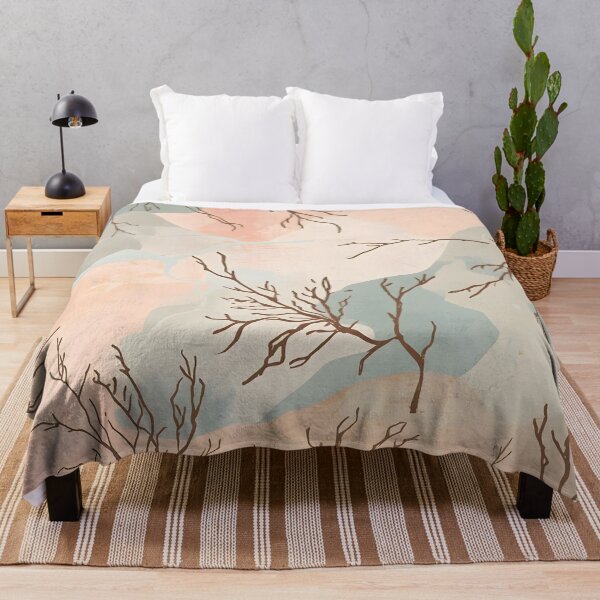 Item preview, Organic Abstract Botanical Pattern with Watercolor Textures and Minimalist Winter Branches designed and sold by VibranPalette.