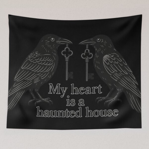 Item preview, My Heart Is a Haunted House – Gothic Raven Art with Antique Keys designed and sold by Mouraludia.