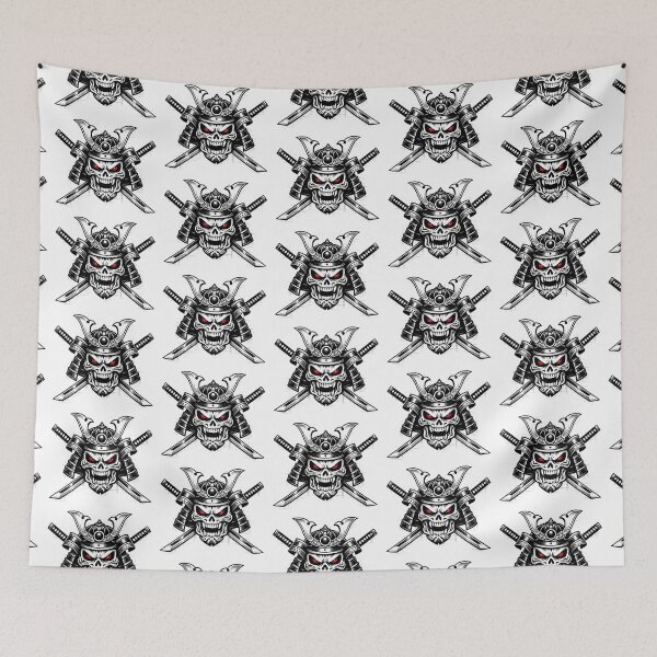 Item preview, Samurai Skull with Kabuto and Crossed Katanas designed and sold by Skulls & Calaveras.