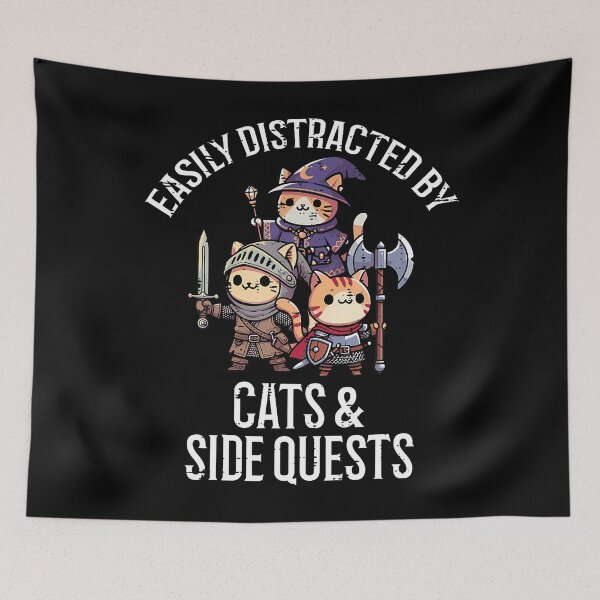 Item preview, Gamer Easily Distracted By Cats Side Quests Men Boys designed and sold by pfanodlnazb.