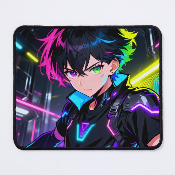 Item preview, Cyberpunk Anime Boy Holographic Neon Art | Futuristic Sci-Fi Digital Portrait designed and sold by BurnekSupreme.