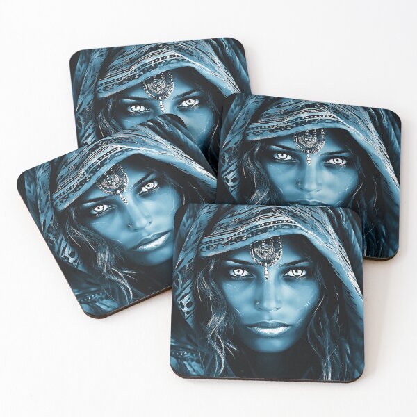 Item preview, Mysterious Desert Woman In Cyanotype Hues Digital Art  designed and sold by DEC02.