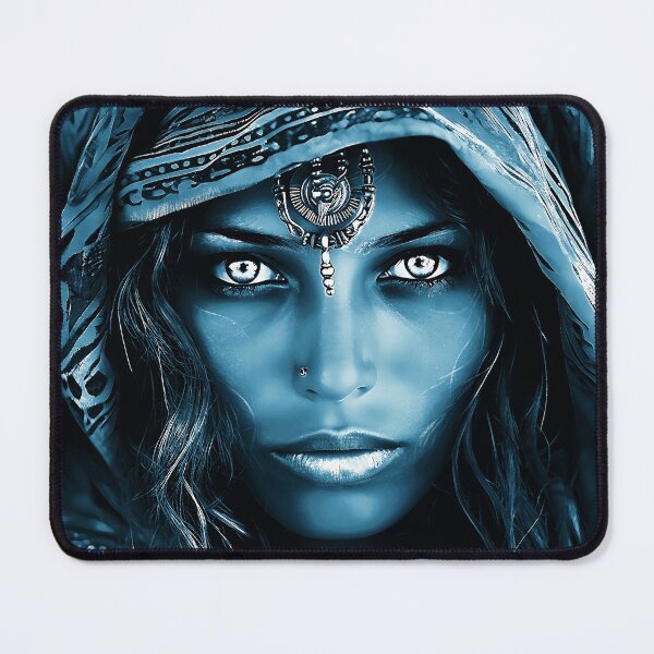 Item preview, Mysterious Desert Woman In Cyanotype Hues Digital Art designed and sold by DEC02.